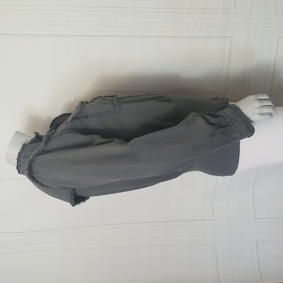 BDG Urban Outfitters SZ Small Jacket Gray Green Distressed Zip Up Utility Moto - Picture 10 of 14